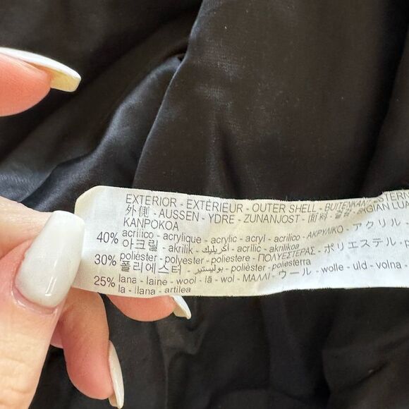 ZARA Tweed Boucle Wool Blend Oversized Coat Size Medium Grey Longline - Picture 8 of 12